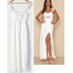 Lulus The Way to Love White Ruffled Maxi Dress Size XS NWOT